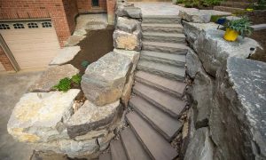 Breathtaking Custom Retaining mississauga Wall Stones Steps Landscaping Project