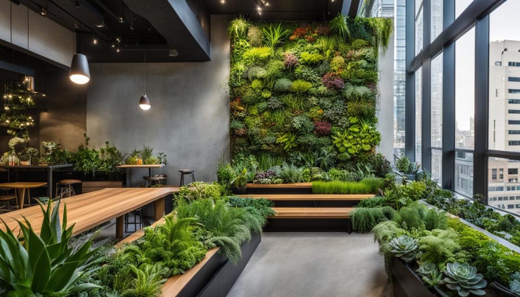 Vertical garden landscape in an urban space